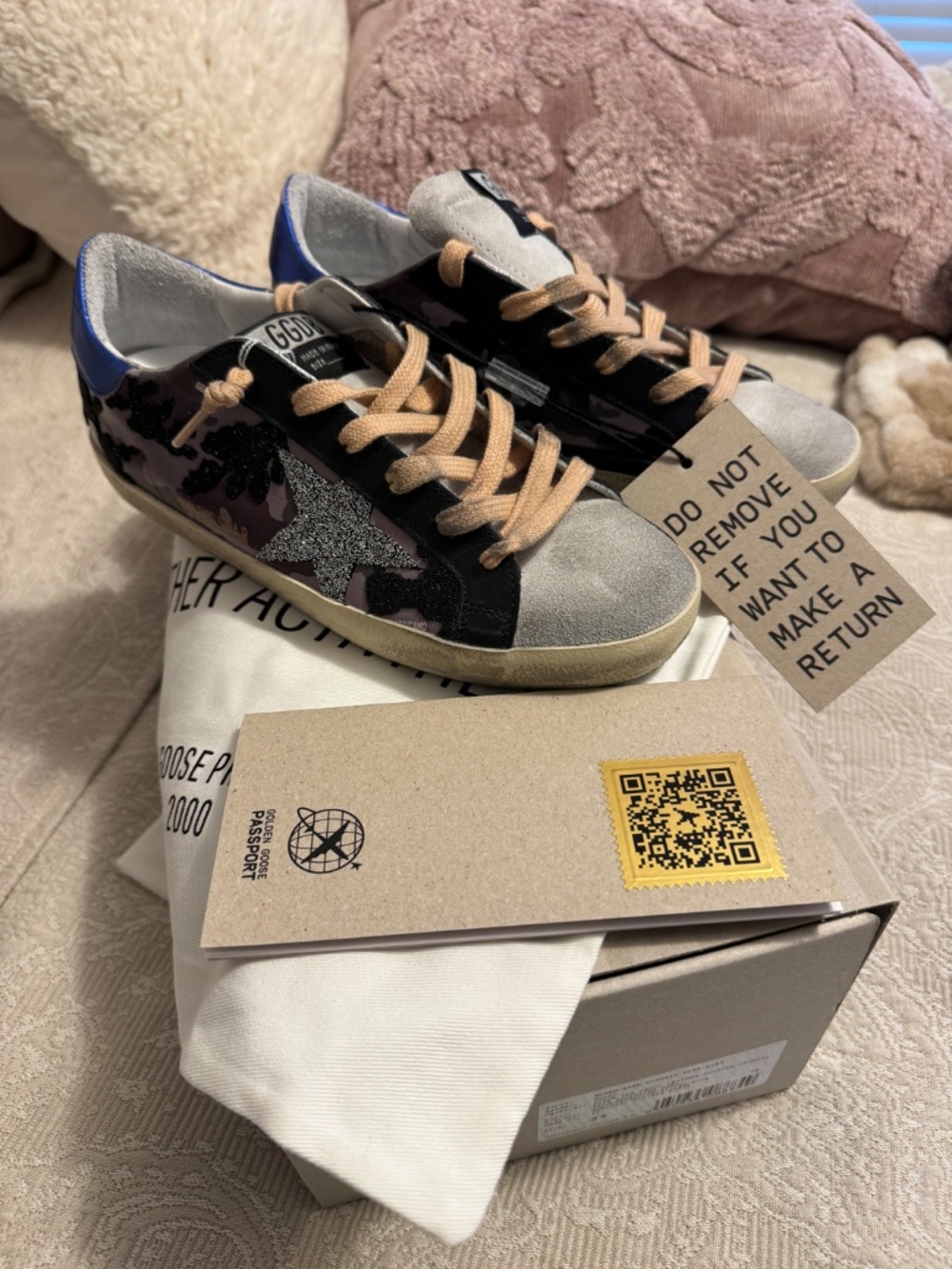 Golden Goose Super-Star Camo Crystal Sneakers Blue Size 37 - Picture 4 of 4